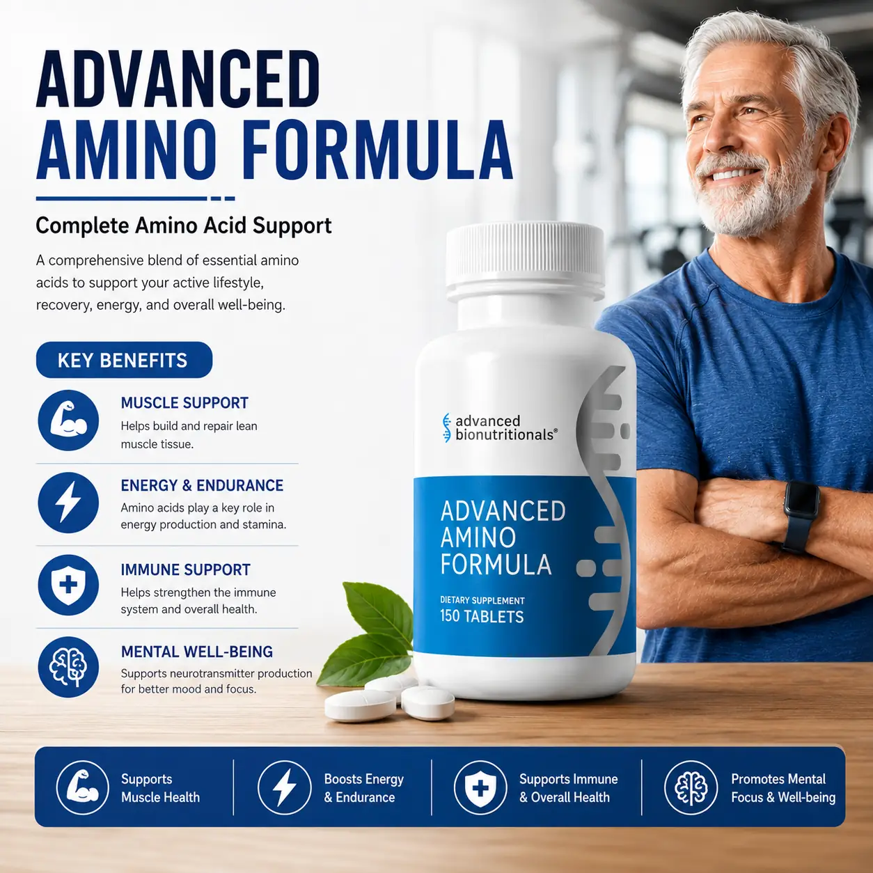 Active older adult supporting muscle health